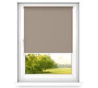 time4blinds MINI BASIC Stick on or noninvasive Roller Blinds for Windows - Adhesive Blinds - Easy Fit Clip On Blinds - Dimming Blinds for Bedroom - 1100x1200mm Brown - Operated on Left Side