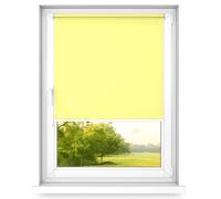 time4blinds MINI BASIC Stick on Roller Blinds - Easy Fit Clip On - Dimming Blinds for Bedroom - 1100x1400mm Light Lemon - Operated on Right Side