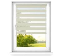 time4blinds - Zebra Roller Blind - Day and Night Blinds - Dual Layer Fabric Zebra Window Blinds, Bathroom, Kitchen, Bedroom Blind - 1200x2500 - Cream - Left