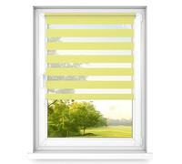 time4blinds - Zebra Roller Blind - Day and Night Blinds - Dual Layer Fabric Zebra Window Blinds, Bathroom, Kitchen, Bedroom Blind - 1300x1200mm - Yellow - Left Sided