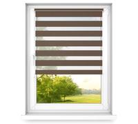 time4blinds - Zebra Roller Blind - Day and Night Blinds - Dual Layer Fabric Zebra Window Blinds, Bathroom, Kitchen, Bedroom Blind - 400x1400mm - Walnut - Left-Sided