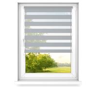 time4blinds - Zebra Roller Blind - Day and Night Blinds - Dual Layer Fabric Zebra Window Blinds, Bathroom, Kitchen, Bedroom Blind - 800x1000mm - Grey - Left-Sided
