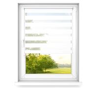 time4blinds - Zebra Roller Blind - Day and Night Blinds - Dual Layer Fabric Zebra Window Blinds, Bathroom, Kitchen, Bedroom Blind - 900x2500 - Classic White - Left