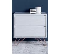 Time4sleep Fusion 2 Drawer White Bedside With Pink Copper Feet Time4sleep White