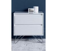 Time4sleep Fusion 2 Drawer White Bedside With Stainless Steel Feet Time4sleep White