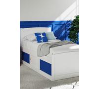 Time4sleep Maxistore 3 Door Blue Wooden Storage Single Bed Frame in White Time4sleep White Single
