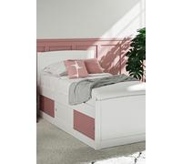 Time4sleep Maxistore 3 Door Pink Wooden Storage Single Bed Frame in White Time4sleep White Single