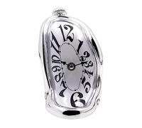 TIMEACT Melting Clock, Surrealist Distorted Table Clock, Roman Numeral Mantel Clock, Twisted Dali Style Timepiece, Silver Gold Black White Antique Gold, Home Decor (Silve)