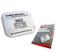 TimeArama® Renata Silver Oxide Watch Battery 362 (SR721SW) with Fitting Instructions