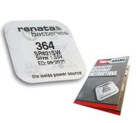 TimeArama® Renata Silver Oxide Watch Battery 364 (SR621SW) with Fitting Instructions