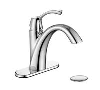 TimeArrow Chrome Bathroom Faucet, Single Handle Bathroom Sink Faucet for 1 Hole with 3 Holes Deck Plate, Lavatory Vanity Faucets, Pop Up Drain and Water Supply Lines Included, TAF206-CP