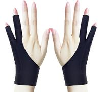 TIMEBETTER Drawing Glove, Artist Glove for Drawing Tablet, iPad, Digital Art Creation - Palm Rejection, Exposed Fingertip, Suitable for Left and Right Hand - L, Pack of 2