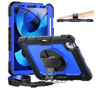 Timecity Case Compatible with iPad Air 4th Generation 10.9 inch 2020, with Screen Protector/Swivel Kickstand/Hand Strap/Pencil Holder Cover for iPad 10.9 inch/iPad Pro 11 inch (2020&2018), Dark Blue