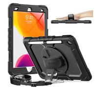 Timecity case for iPad 9/8/7 Generation 10.2 inch - Case for iPad 9/8/7 Generation - with Strong Protection - Screen Protector - Hand/Shoulder Strap-Black