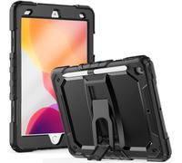 Timecity Case for iPad 9th/ 8th/ 7th Generation 10.2 inch 2021/2020/2019 - Heavy Duty Protective Cover with Screen Protector, Foldable Stand, Pencil Holder | Kids-Friendly (Black)