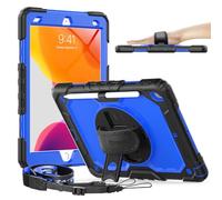 Timecity Case for iPad 9th/ 8th/ 7th Generation 10.2 inch - Heavy Duty Protective Cover with Screen Protector, Rotating Stand, Shoulder Strap & Pencil Holder | Kids-Friendly, Blue