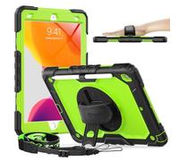 Timecity Case for iPad 9th/ 8th/ 7th Generation 10.2 inch - Heavy Duty Protective Cover with Screen Protector, Rotating Stand, Shoulder Strap & Pencil Holder | Kids-Friendly, Green