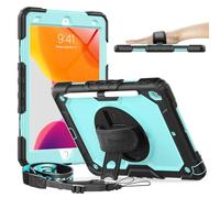 Timecity Case for iPad 9th/ 8th/ 7th Generation 10.2 inch - Heavy Duty Protective Cover with Screen Protector, Rotating Stand, Shoulder Strap & Pencil Holder | Kids-Friendly, Light Blue