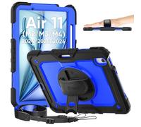 Timecity Case for iPad Air 11 inch M4 2026/ M3 2025/ M2 2024 with Built-in Screen Protector, 360° Rotating Kickstand & Shoulder Strap - Shockproof Pencil Holder Cover for iPad Air 11, Blue