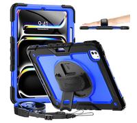 Timecity Case for iPad Pro 13 Inch M4 2024 7th Generation(Model: A2925,A2926,A3007) with Built-in Screen Protector, 360° Rotating Kickstand, Adjustable Shoulder Strap, Pencil Holder-Blue