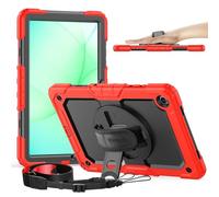 Timecity Case for Samsung Galaxy Tab A11+ Plus / A9+ Plus 11 Inch - Heavy Duty Protective Cover with Screen Protector, Rotating Stand, Shoulder Strap & Pencil Holder | Kids-Friendly (Red)