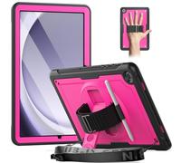 Timecity Case for Samsung Galaxy Tab A9+ Plus 11" 2023, Shockproof Case with Screen Protector,Stand/360 Rotating Hand Strap,Pencil Holder, Heavy Duty for Samsung A9+ Tablet,Rose