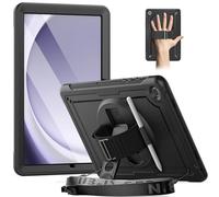 Timecity Case for Samsung Galaxy Tab A9 Plus Case 11" 2023, Shockproof Cover with Screen Protector,Stand/360 Rotating Hand Strap,Pencil Holder, Heavy Duty Cover for Samsung A9+ Tablet,Black