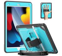 Timecity for iPad 9th 8th 7th Generation 10.2 inch Case,Shockproof Case with Screen Protector, Stand/360 Rotating Hand Strap,Pencil Holder,Heavy Duty Cover for iPad 10.2 7/8/9 2021~2019 Model,L Blue