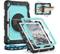 Timecity for iPad 9th 8th 7th Generation Case, iPad 10.2" Heavy Duty Shockproof Bumper Case with Screen Protector, KickStand, Hand Strap, Case for iPad 10.2 -Light Blue