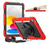 timecity for iPad (A16) 11th/ 10th Generation Case 11''/ 10.9 Inch (2025/2022) - Heavy Duty Protective Cover with Screen Protector, Stand, Shoulder Strap & Pencil Holder | Kids-Friendly - Red