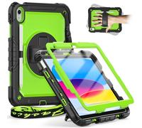 Timecity For iPad (A16)11th Generation Case 11 inch 2025/iPad 10th Generation Case 10.9 inch 2022, Heavy Duty Protective Cover with Screen Protector, Rotating Stand, Shoulder Strap. Yellow Green