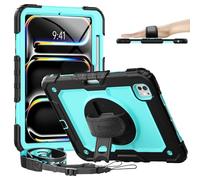 timecity for iPad Pro 11 Inch M5 2025 / M4 2024, 360° Rotating Stand, Pencil Holder & Wireless Charging, Shockproof with Screen Protector & Shoulder Strap - for Designers & Professionals, Blue