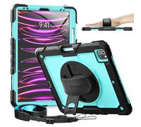 Timecity for iPad Pro 12.9 Case 6th/5th/4th/3rd Gen, 360° Rotating Stand, Pencil Holder & Wireless Charging, Shockproof with Screen Protector & Shoulder Strap -for Designers & Professionals-Light Blue