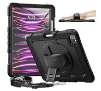 Timecity for ipad pro case 12.9 inch, ipad pro 12.9 6th/ 5th/ 4th/ 3rd Generation(2022/2021/2020/2018) with Screen Protector, 360 Rotating Stand&Hand Strap, Pencil Holder, Black