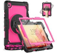 Timecity for Samsung Galaxy Tab A7 10.4 Case 2020/2022, SM-T500/T503/T505/T507/T509, Durable Sturdy Case with Screen Protector Swivel Stand Hand Shoulder Strap Drop-Proof for Galaxy A7 Tablet - Rose