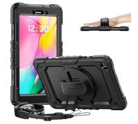 Timecity Galaxy Tab A 8.0" 2019 Case (Fit for SM-T290/T295/T297), Rugged Heavy Duty Protective Case with Rotating Stand, Tablet Cover with Screen Protector Handle Shoulder Strap, Black