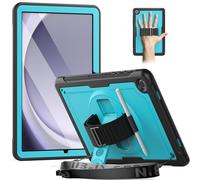 Timecity Samsung Galaxy Tab A9 Plus Case 11" 2023, Shockproof with Screen Protector, Stand/360 Rotating Hand Strap, Pencil Holder, Heavy Duty, Light Blue