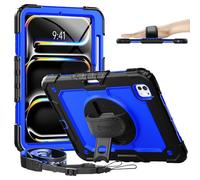 Timecity Tablet Case for iPad Pro 11 Inch M5/ M4 with Built-in Screen Protector, 360° Rotating Kickstand, Adjustable Shoulder Strap, Pencil Holder Cover for iPad Pro 11 2025/2024, Blue