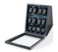 TIMECUBE 8 Watch Winder with 4 Storage Slots, LED Light and Automatic Motor-Stop, Carbon, Compact