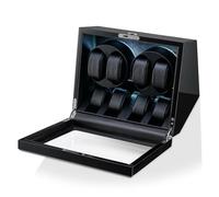 TIMECUBE Watch Winder with 4 Storage Slots, LED Light and Automatic Motor-Stop Option, Black, Compact