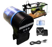 Timed aquarium feeder device - mini programmable timed rationing unit automated portion delivery scheduled koi shrimp turtle tank maintenance system aid | home aquarium setup