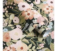 Timeet 41x300cm Self Adhesive Wallpaper Floral Black Peel and Stick Wallpaper Flower Green Leaf Sticky Back Plastic Vinyl Wrap Contact Paper Removable for Bedroom Living Room Wall Cabinet Shelf