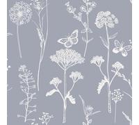 Timeet 44x1000CM Peel and Stick Wallpaper Floral Grey and White Self Adhesive Wallpaper Butterfly Sticky Back Plastic Wallpaper Vinyl Wrap for Bedroom Living Room Wall Shelf