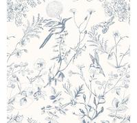 Timeet 44x1000CM Self Adhesive Wallpaper Blue Bird Leaf Floral Peel and Stick Wallpaper Sticky Back Vinyl Contact Paper Waterproof for Bedroom Living Room Wall Cabinet Shelf
