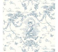 Timeet Blue and White Self Adhesive Wallpaper 41x1000cm Peel and Stick on Wallpaper Cupid Manor Painting Vinyl Wrap Sticky Back Wallpaper for Bedroom Living Room Wall Cabinet Shelf