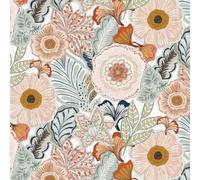 Timeet Peel and Stick Wallpaper 44cm x 3m White Boho Self Adhesive Wallpaper Floral Contact Paper Waterproof Vinyl Wrap Removable Wall Covering Decor for Bedroom Living Room Furniture Sticker Red Blue
