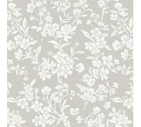 Timeet Peel and Stick Wallpaper Beige Floral 44CMx10M Removable Vinyl Wrap Waterproof Self Adhesive Wallpaper for Furniture Kitchen Wall Thicken Sticky Back Plastic Roll Milky Tea Contact Paper