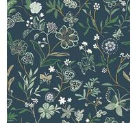 Timeet Peel and Stick Wallpaper Blue Green Floral 44CM×3M Waterproof Self Adhesive Wallpaper Flower Leaf Contact Paper Removable Vinyl Wrap Thicken Sticky Back Plastic Wall Furniture Covering