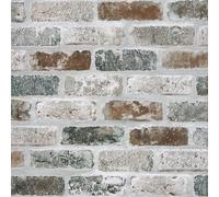 Timeet Peel and Stick Wallpaper Brown Grey Brick Effect Sticky Back Plastic Paper Self Adhesive Wallpaper Rustic Brick Contact Paper Sticker for Furniture for Kitchen Bedroom Entire Rooms 44x1000cm