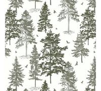 Timeet Peel and Stick Wallpaper Green 41CM×10M Waterproof Self Adhesive Wallpaper White Green Tree Contact Paper Thicken Sticky Back Plastic Removable Vinyl Wrap for Living Room Kitchen Wall